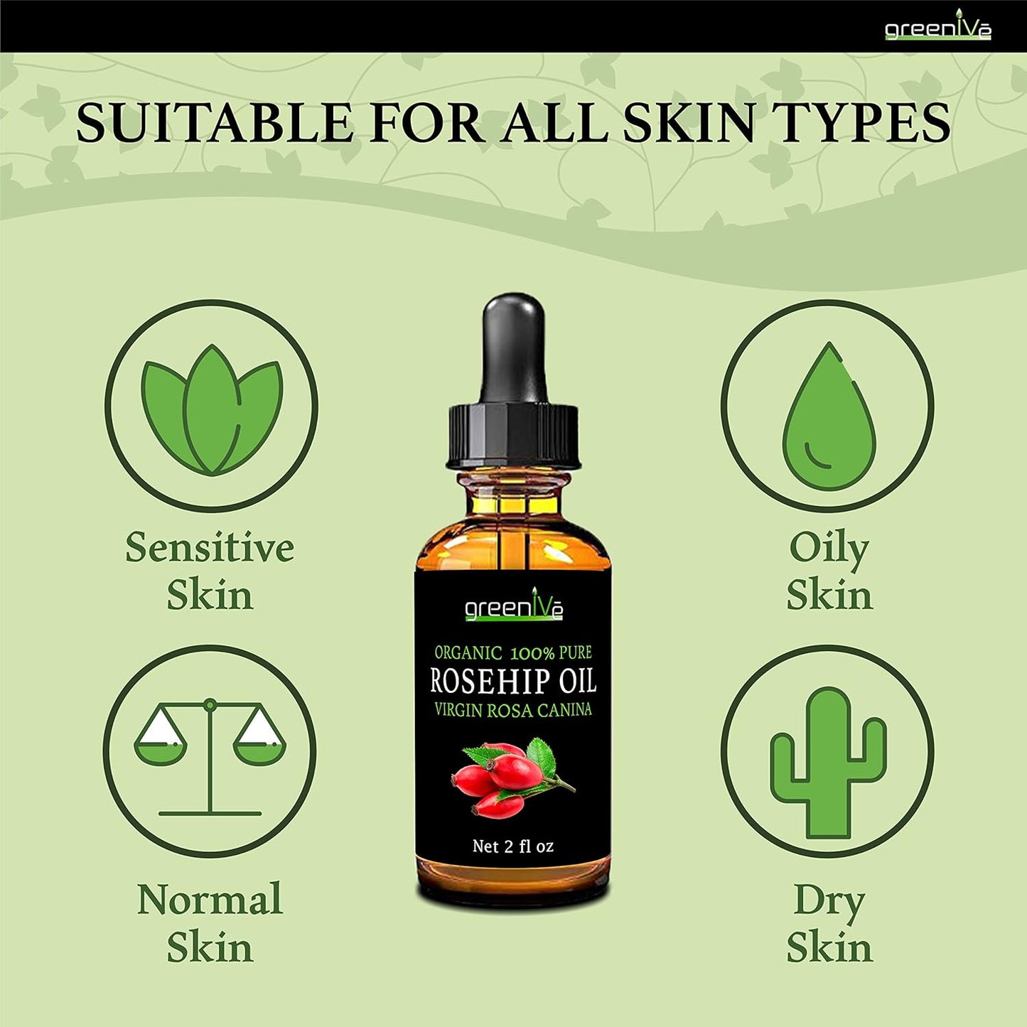 Rosehip Oil - 100% Pure Cold Pressed Virgin Oil | Organic Rosa Canina (16 Fl Oz)