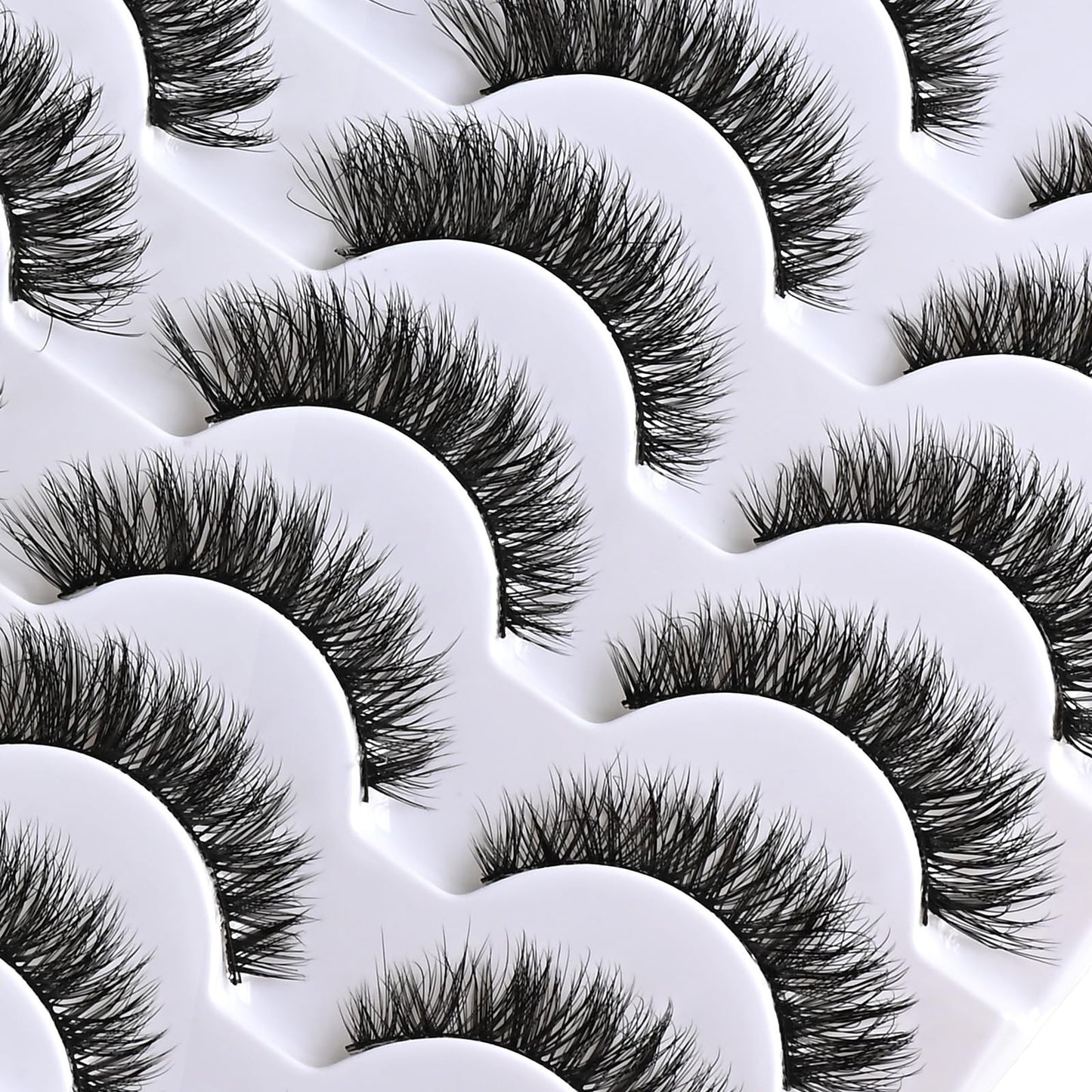WEIAIDAPD Wispy Lashes Natural False Eyelashes 14 Pairs Cat Eye Lashes Strips 9-14mm Fake Mink Lash Pack Wispies Strip Eyelash Short Small Fluffy Pestañas Postizas for Everyday Wear