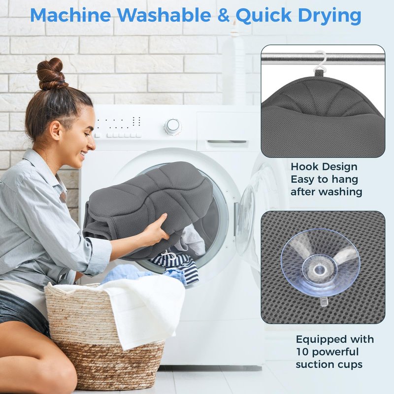 LOOWARTS Full Body Bath Pillow for Tub Ergonomic Bathtub Pillow for Neck and Back Support,4D Mesh Bathtub Cushion with 10 Non-Slip Suction Cups