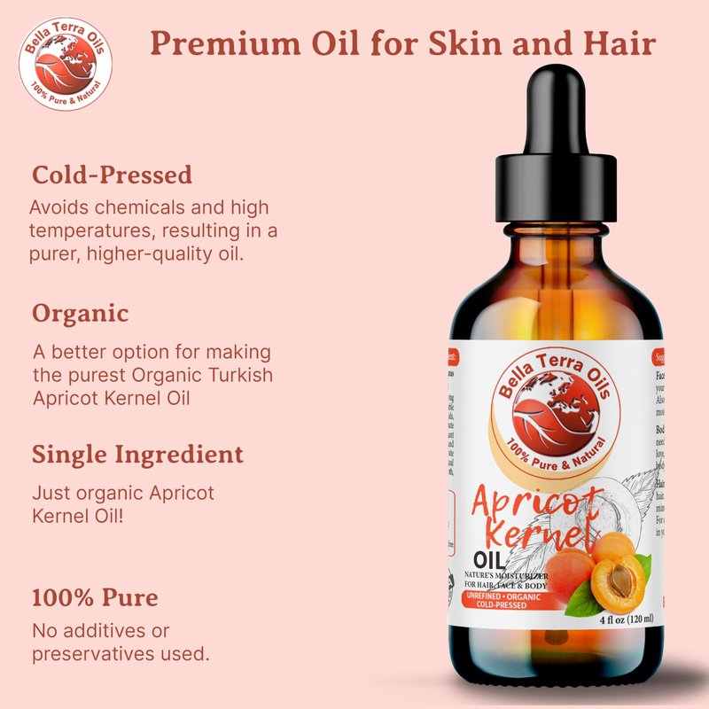 Bella Terra Oils - Natural Apricot Kernel Oil 16oz - Pure Natural Apricot Kernels Extract, Enriched with B-Vitamins & Omega Fatty Acids, Elevate Your Skin Care Regimen