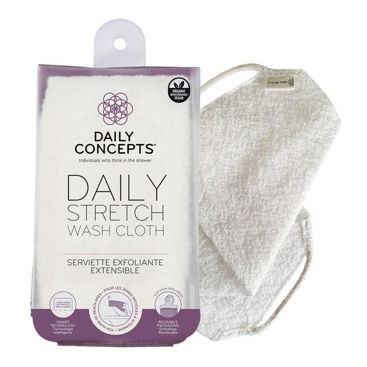 DAILY CONCEPTS - Daily Stretch Wash Cloth Refill for Whole Body Exfoliation, Stretches Upto Three Times its Size, Vigorous Texture Safe for All Skin Types 68g… (Reusable, 2, Count)