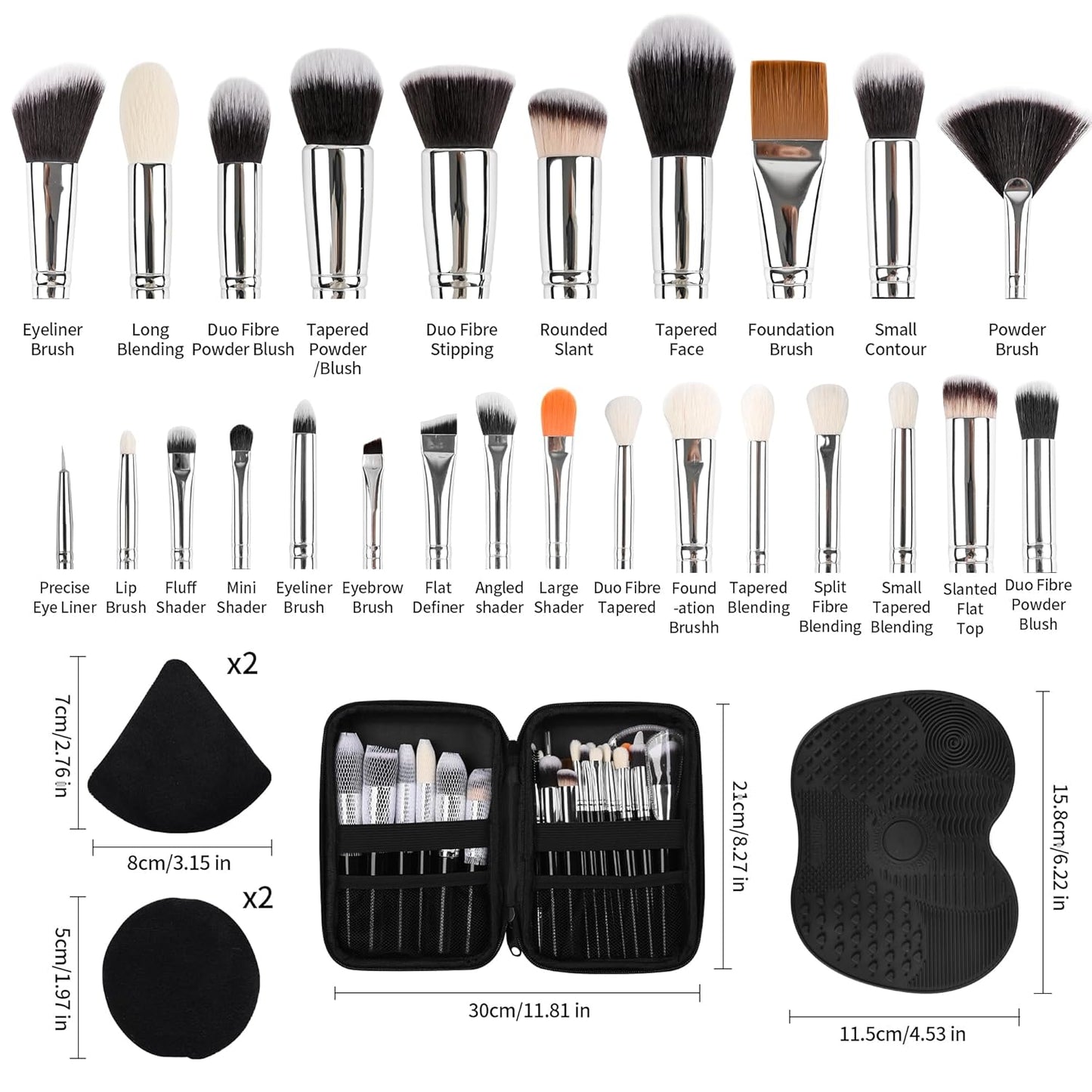 32-Piece Makeup Brush Set - Portable Travel Kit with Multi-Functional Tools | Ideal for Foundation & Blending