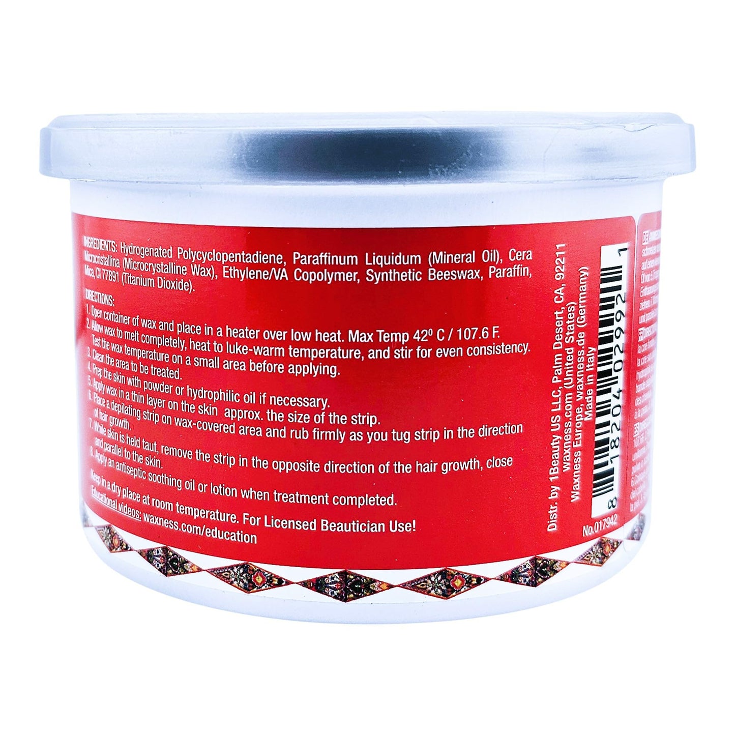 Waxness Russian Pearl Soft Wax Tin 14 oz (397 g) – Rosin-Free Soft Wax with Creamy Texture and Skin Visibility, Professional Use – Made in Italy