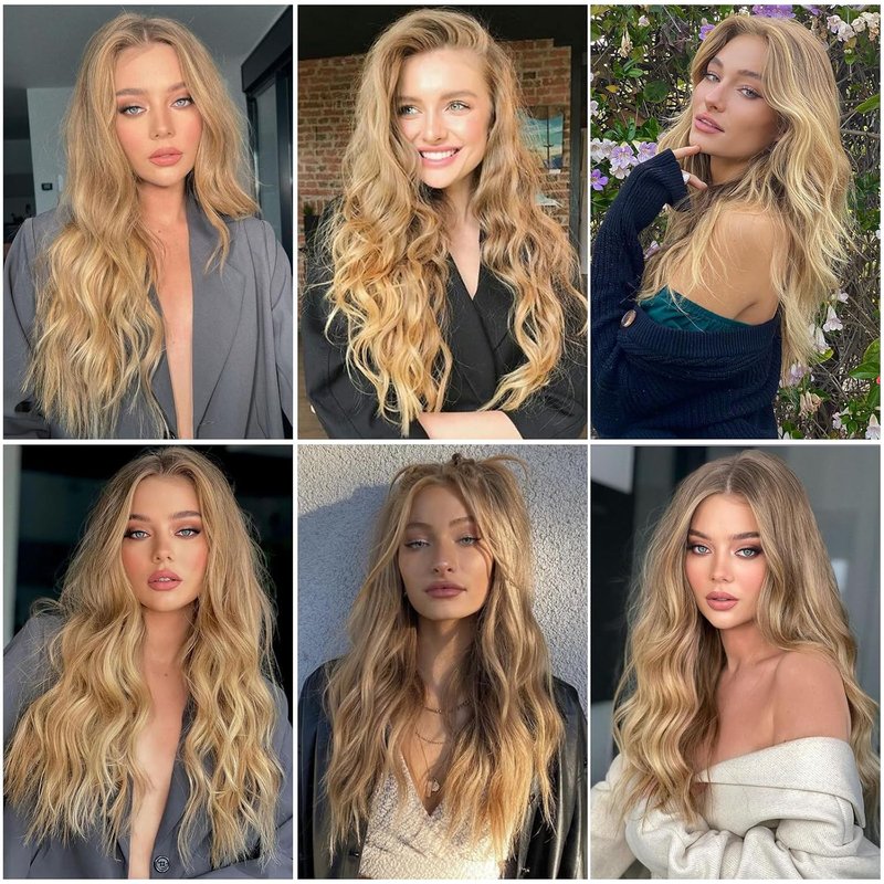Long Blonde Wave Wig for Women - 26 Inch Heat Resistant Synthetic Hair | Natural Look for Daily Wear