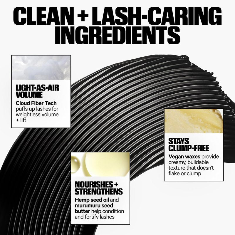 Milk Makeup KUSH Big Hit Volumizing Mascara – 12HR Clean High-Volume Mascara for Lifting, Lengthening + Defining Lashes – Clump + Smudge-Free, Weightless + Safe for Sensitive Eyes – Black, 0.14 oz