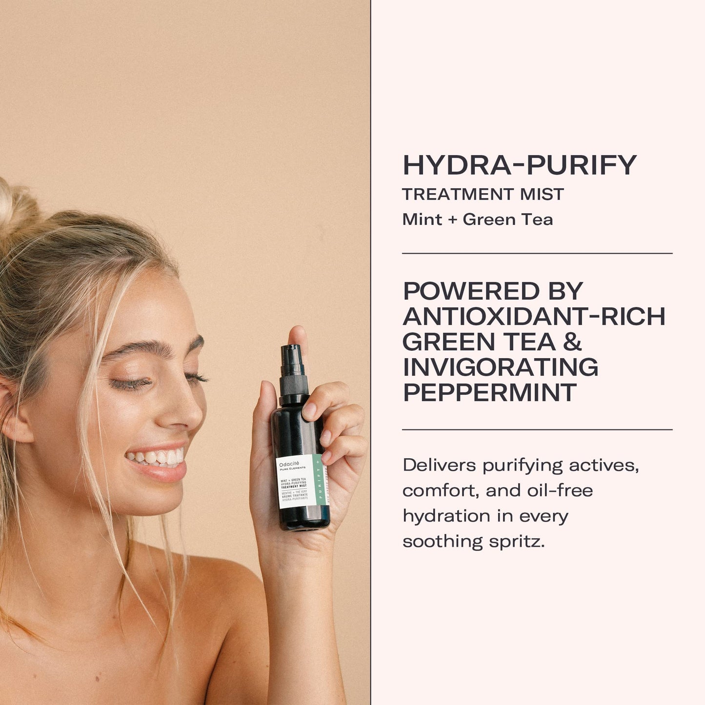 Odacité Anti Aging Face Serum - Mint & Green Tea Hydra-Purifying Mist Glow Recipe, Acne & Pimple Prone Skin, Clearing Face Mist for Hydration, Blemishes, Clogged Pores, Tired Complexion - 1.69 fl. oz