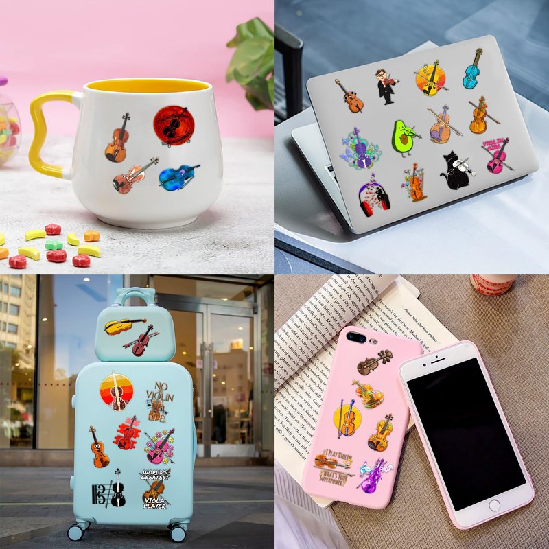 96PCS Violin Temporary Tattoos Music Themed Birthday Party Decorations Favors Supplies Decor Musical Instrument Orchestral Violinist Tattoo Stickers Gifts For Kids Boys Girls School Prizes Carnival