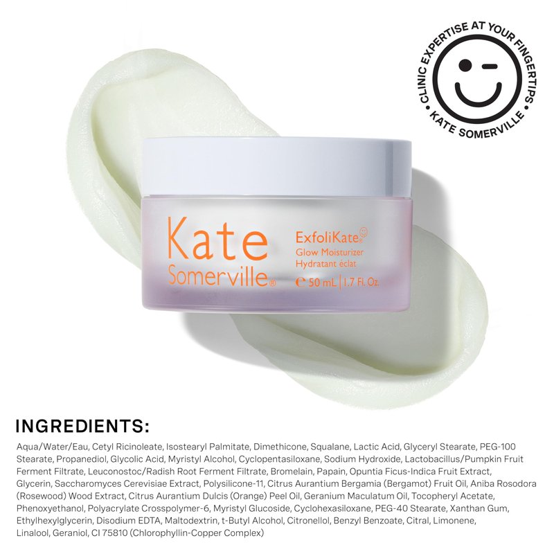 Kate Somerville ExfoliKate Glow Moisturizer – Clinically Formulated Daily Face Cream, Gently Exfoliates and Hydrates, 1.7 Fl Oz