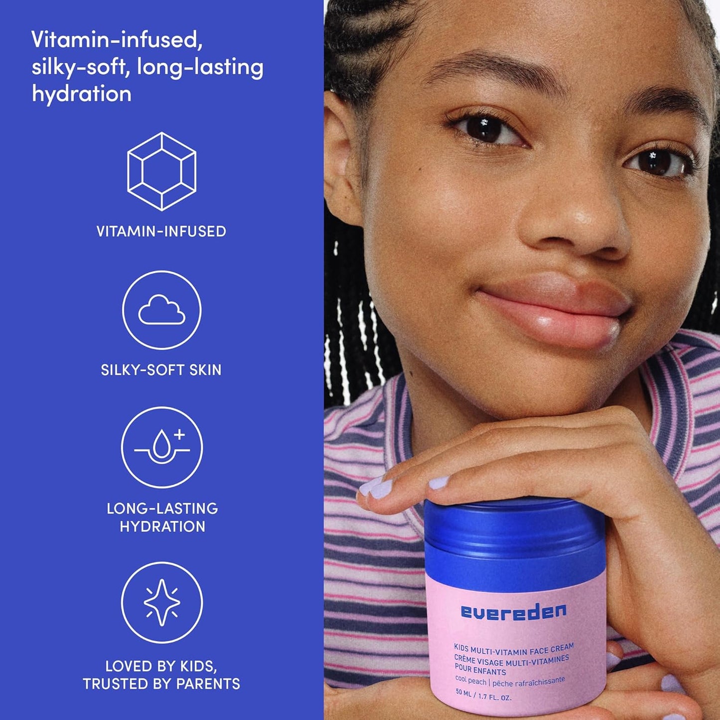 Evereden Kids Face Cream - Cool Peach 1.7 oz | Non-Toxic Moisturizer for Sensitive Skin