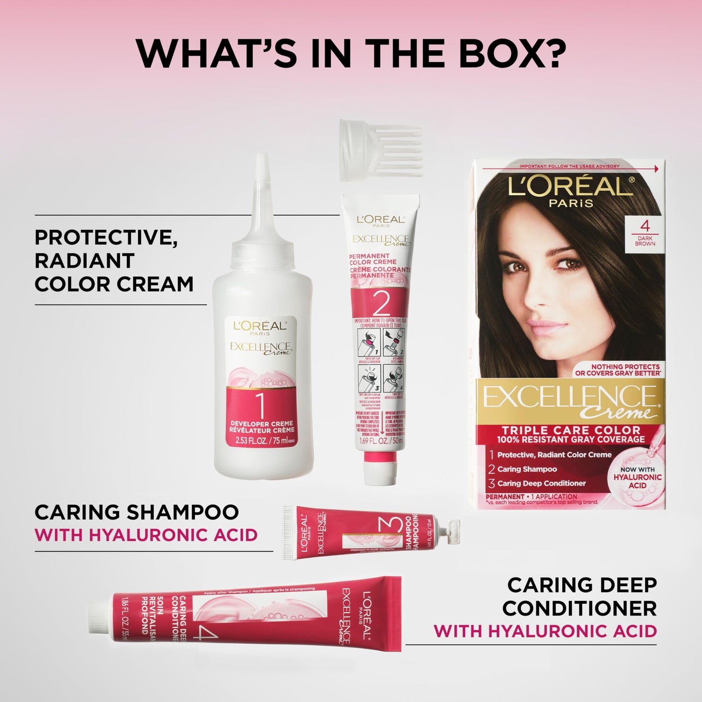 L'Oreal Paris Excellence Crème Permanent Hair Dye, Triple Care Hair Color with Hyaluronic Acid for 100% Gray Coverage, 7 Dark Blonde, 1 Kit (Packaging May Vary)