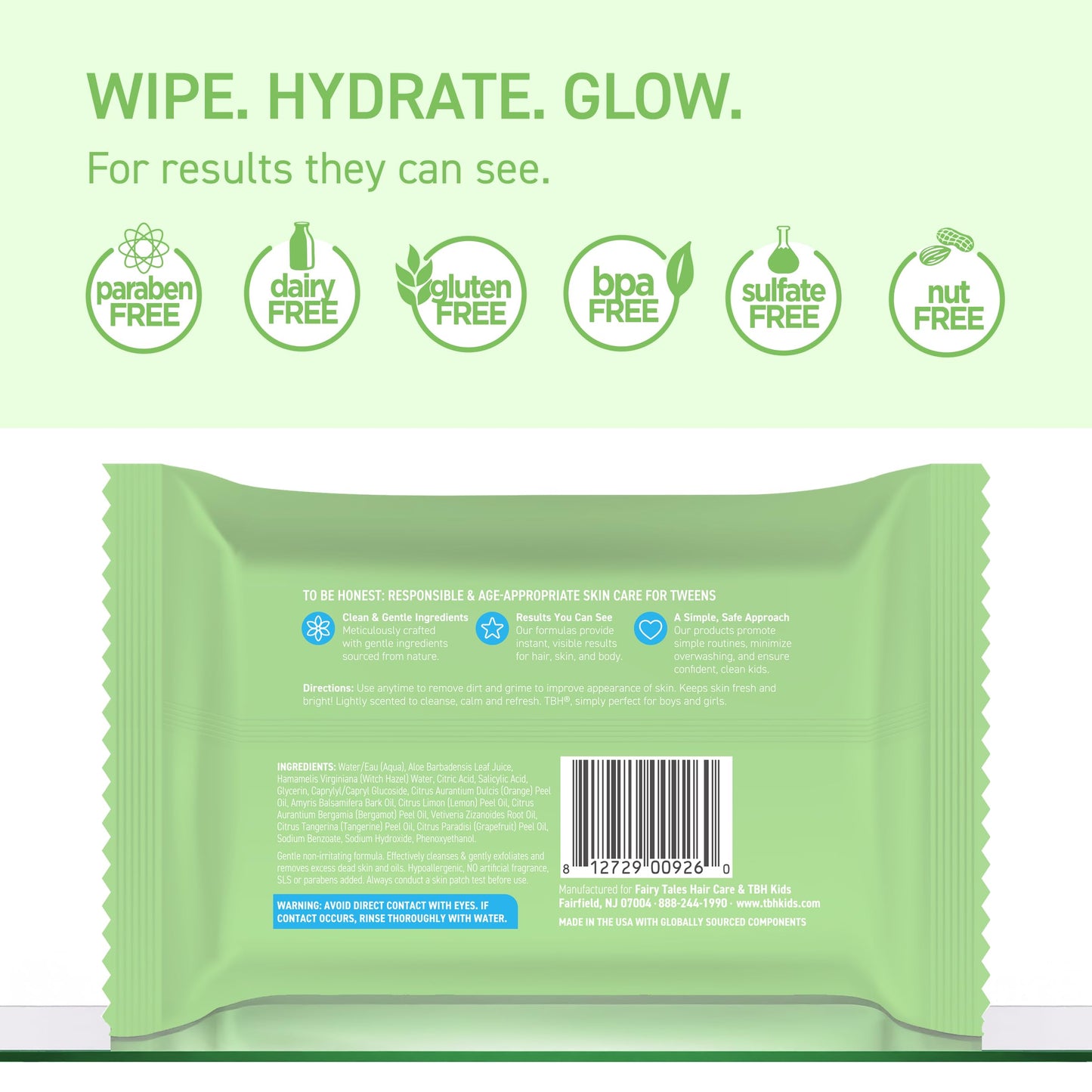 TBH Kids Spot Face Cleansing Wipes – Gentle Daily Skincare for Preteens & Teens with Oily, Dry & Sensitive Skin – Salicylic Acid & Witch Hazel – Paraben-Free & Dermatologist-Approved – 30 count