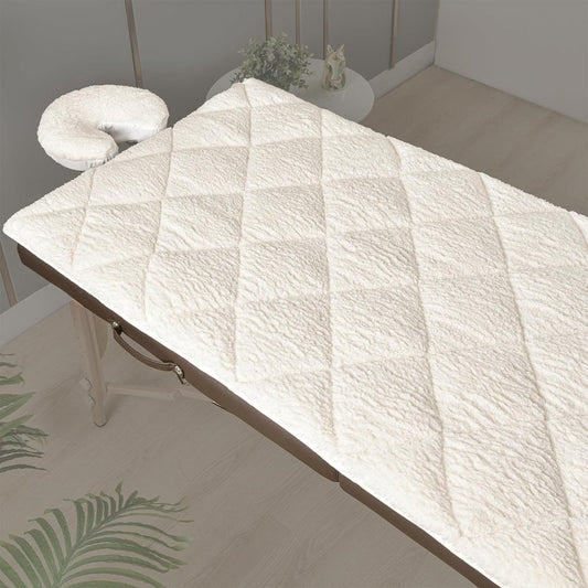 Double-Sided Massage Table Pad, Plush Fleece and Microfiber Cover, Soft Massage Bed Topper and Spa Cover, Ideal Table Accessories, 76"x34", White