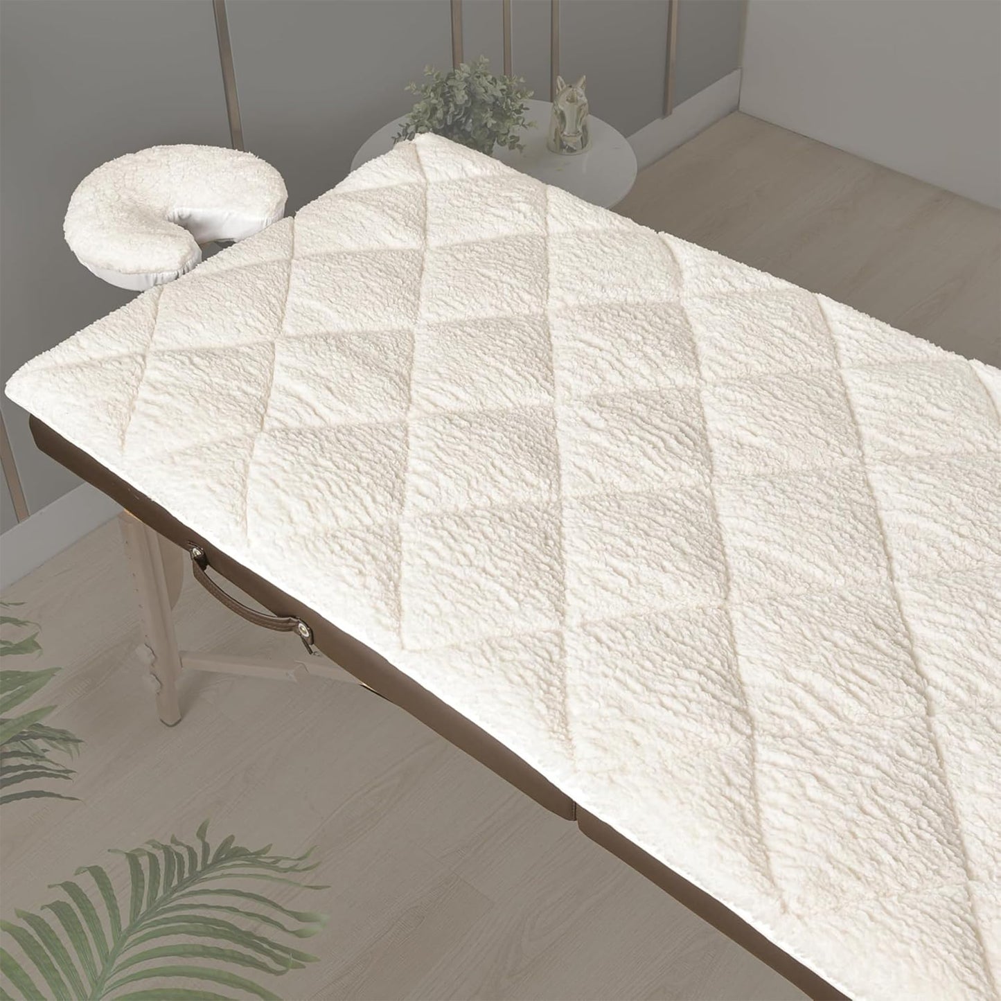 Double-Sided Massage Table Pad, Plush Fleece and Microfiber Cover, Soft Massage Bed Topper and Spa Cover, Ideal Table Accessories, 76"x34", White