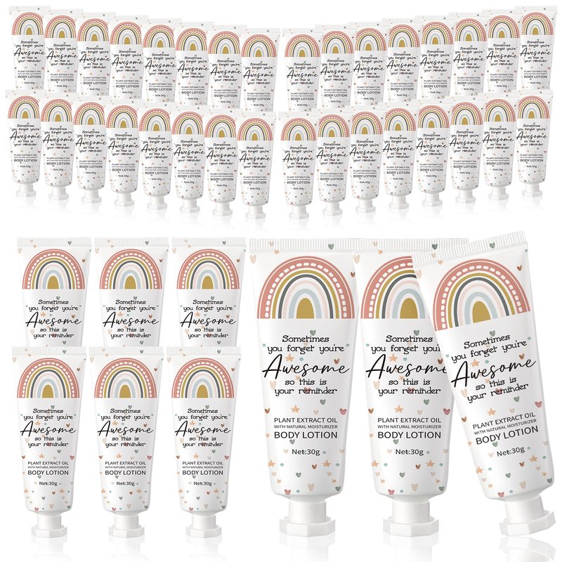 Yaryang 24 Pcs Valentine's Day Employee Appreciation Gifts Bulk Travel Rainbow Body Lotion Inspirational Thank You Team Office Gift Mini Body Cream for Valentine's Day Women Coworker Staff