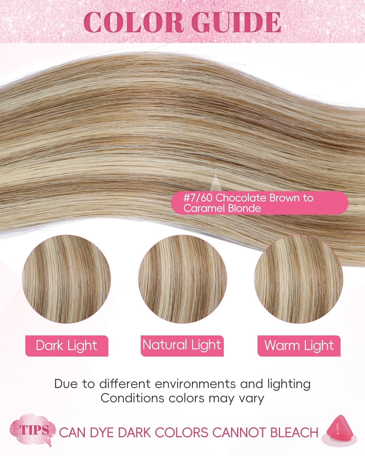 Remy I Tip Hair Extensions - 20 Inch Silky Straight Human Hair | #7/60 Chocolate Brown to Caramel Blonde, 30g