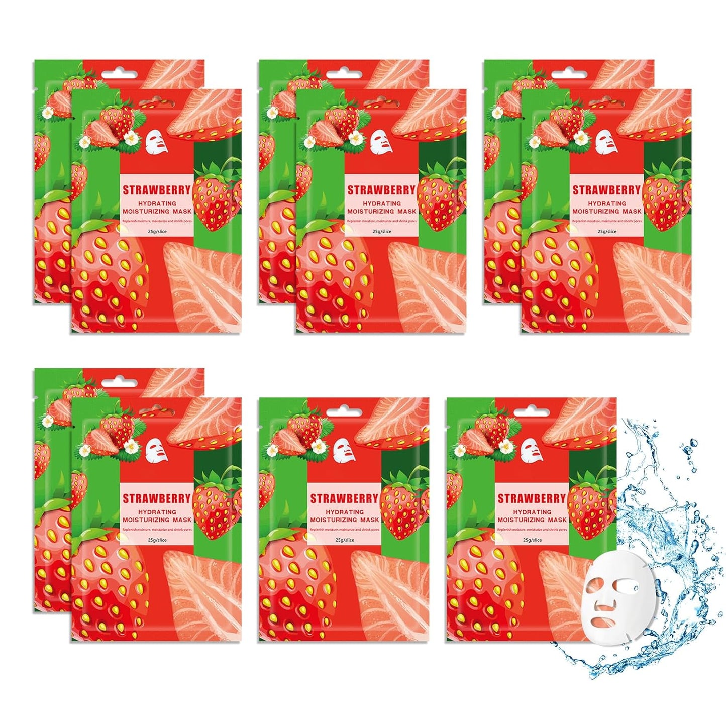 Hydrating Face Masks - 10PCS Moisturizing Fruit Sheet Masks for All Skin Types | Lightweight & Non-Greasy