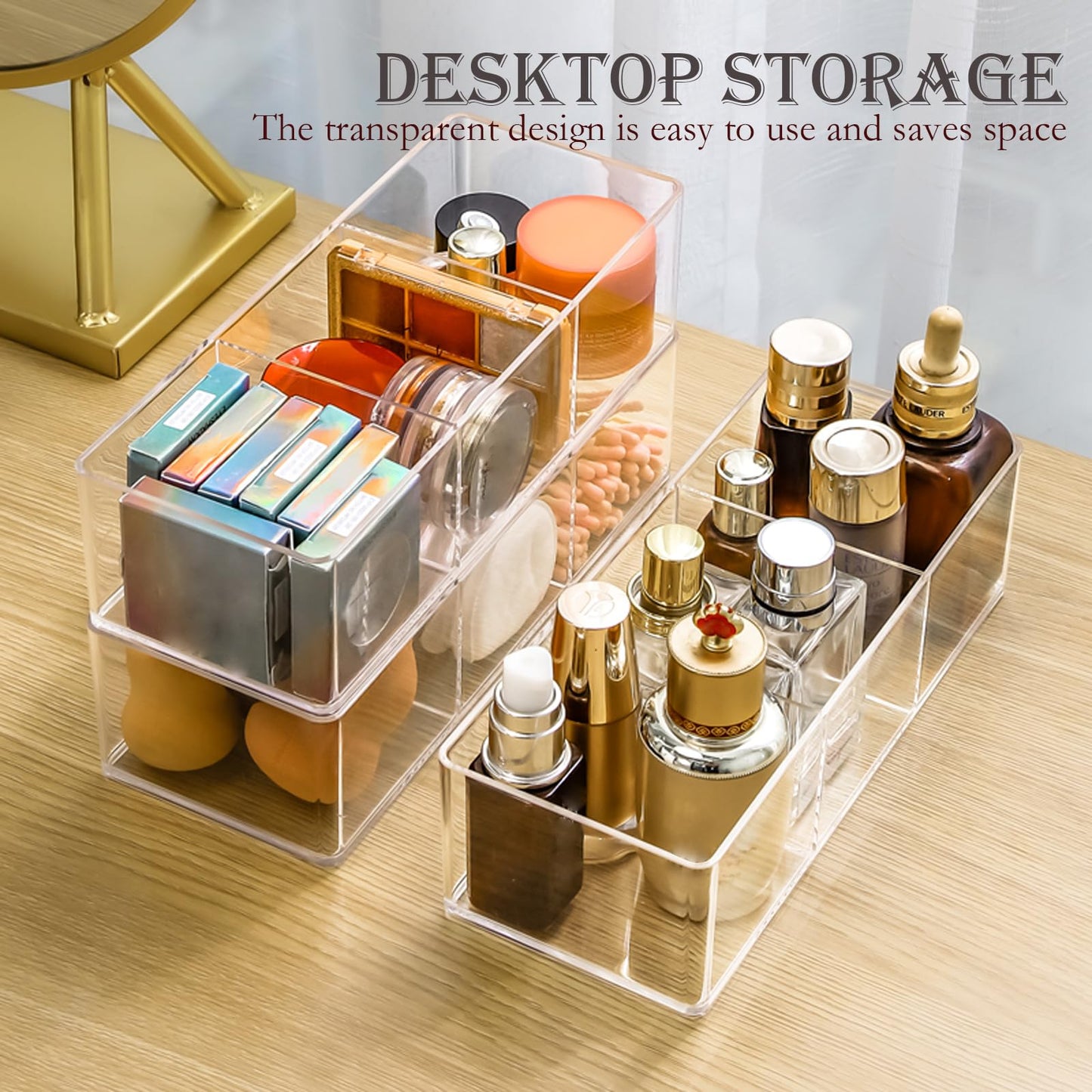 LONTOHCE Acrylic Organizer 4-Piece Makeup Organizer Set