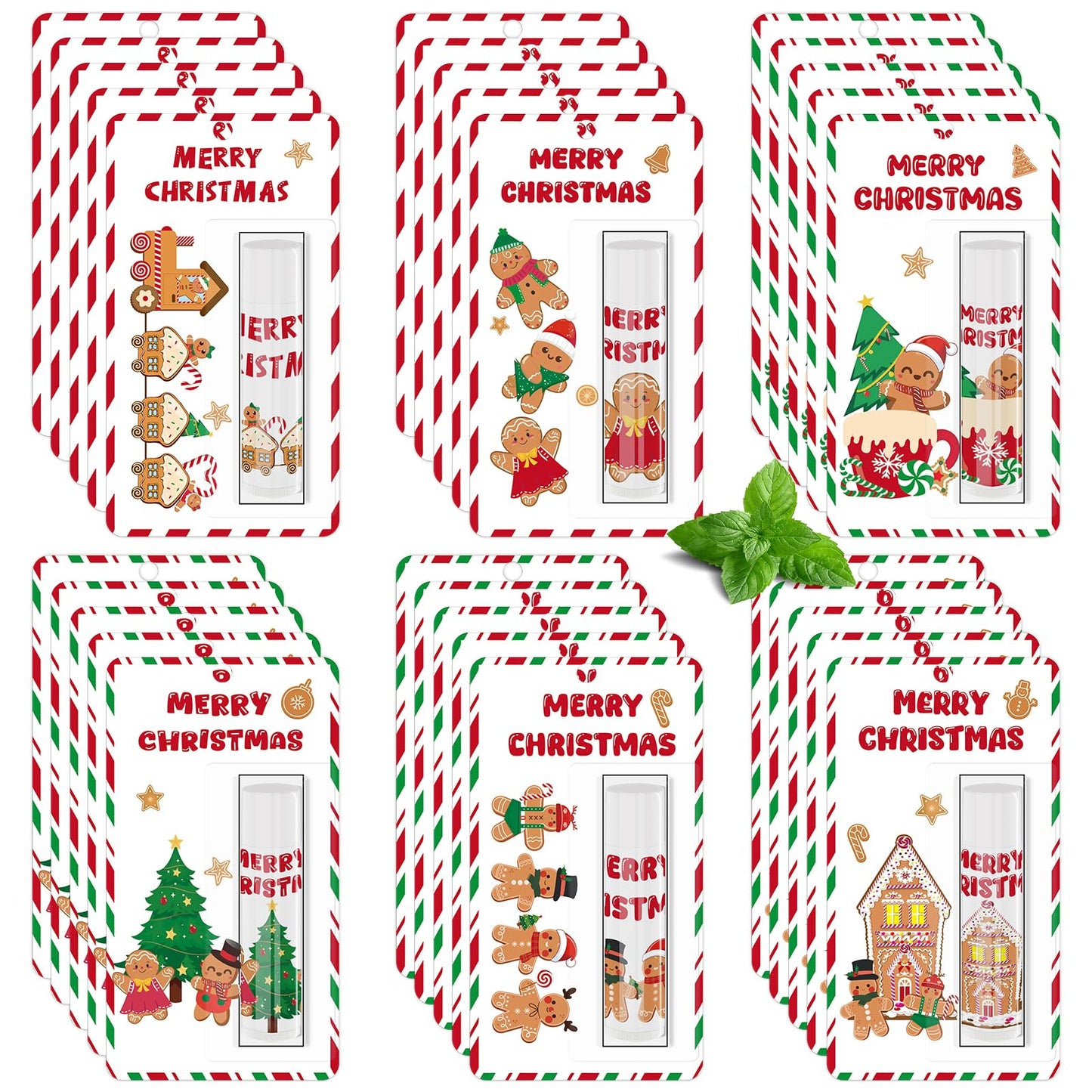 Nlicrst 30 Pack Gingerbread Bulk Lip Balms Christmas Moisturizing Natural Lip Balms for Christmas Stocking Stuffers Goodie Bag Fillers Classroom Prizes Thank You Appreciation Gifts Party Favors