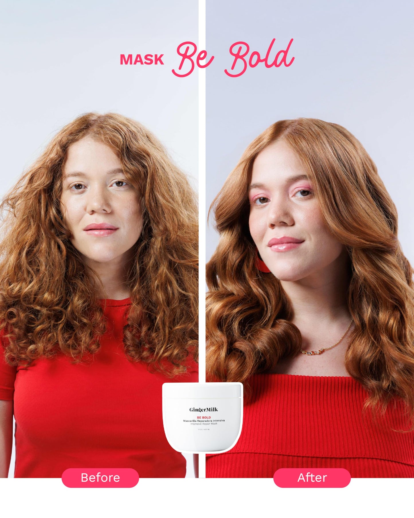 Ginger Milk Natural Care Intensive Repair Hair Mask for Dry / Damaged Hair due to Coloring, Chemical Processes, hot styling tools and dryers | BE BOLD