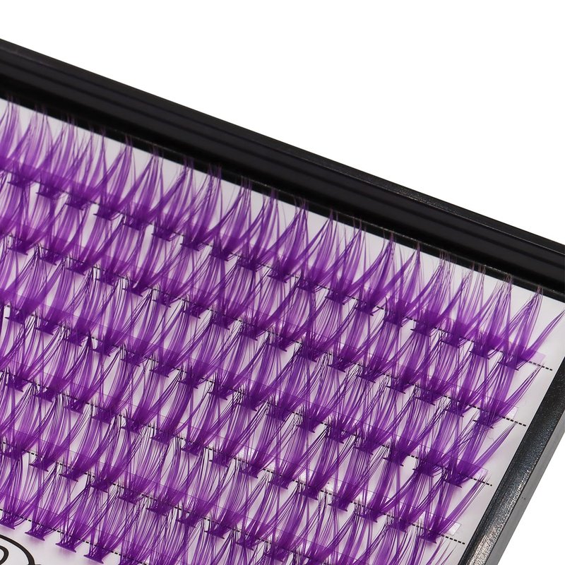 12Rows 40D Purple Color Individual False Eyelashes Large tray 240 Clusters 3D Volume Eyelashes Extensions Thickness 0.07mm D Curl Makeup Colorful Eye Lashes Cluster Beauty Tools (16mm)