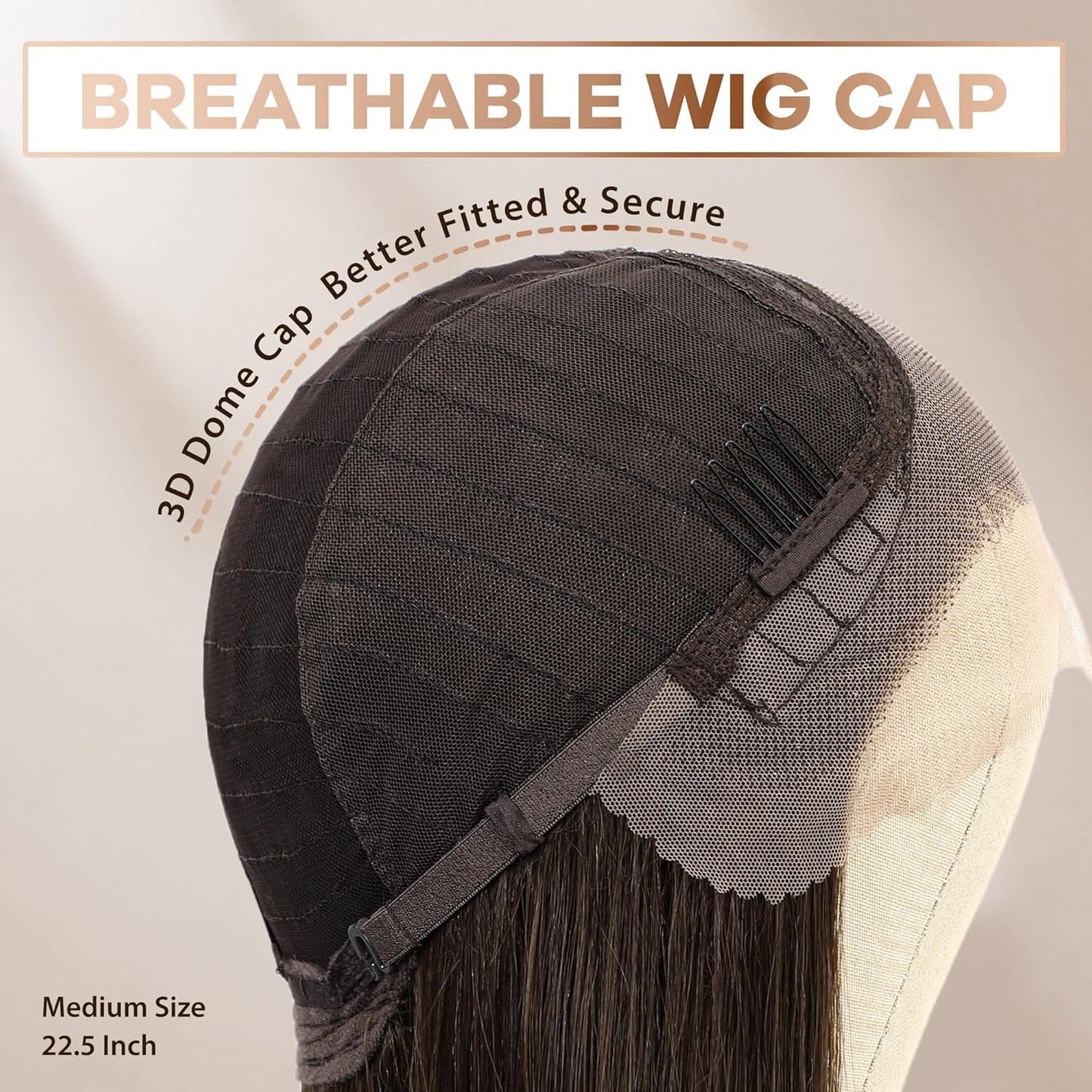 Chocolate Brown Lace Front Wig - 26 Inch Long Straight Synthetic Hair | Pre-Plucked, Glueless Design for Everyday Wear