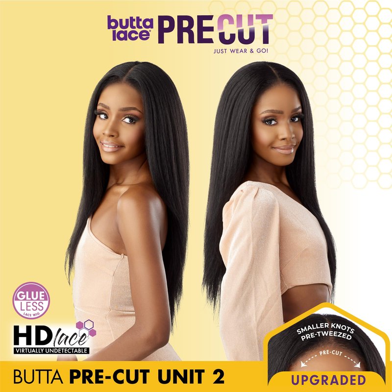 Sensationnel Butta Lace Precut Wigs - Unit 2 Glueless Extra Wide 5 Inch Deep Parting Synthetic Pre Tweezed Smaller Knot Hairline (2 DARKBROWN)