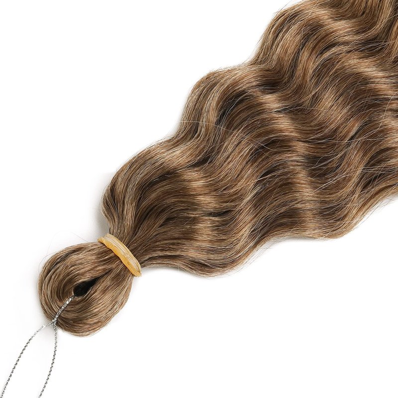 MAYSA Ocean Wave Crochet Hair Extensions 30in Ombre Crochet Hair 6Packs Soft Synthetic Braiding Curly Crochet Hair for Women #T8/24 Brown mix Blonde