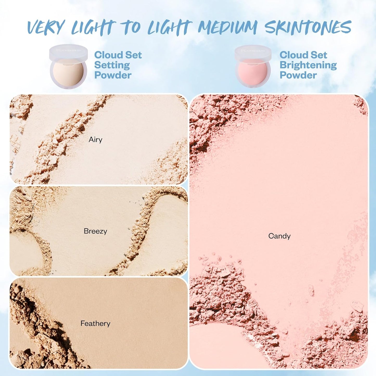 Kosas Cloud Set Pressed Setting Powder - Translucent Shine Control Face Powder for Soft Matte Finish | Sheer Medium