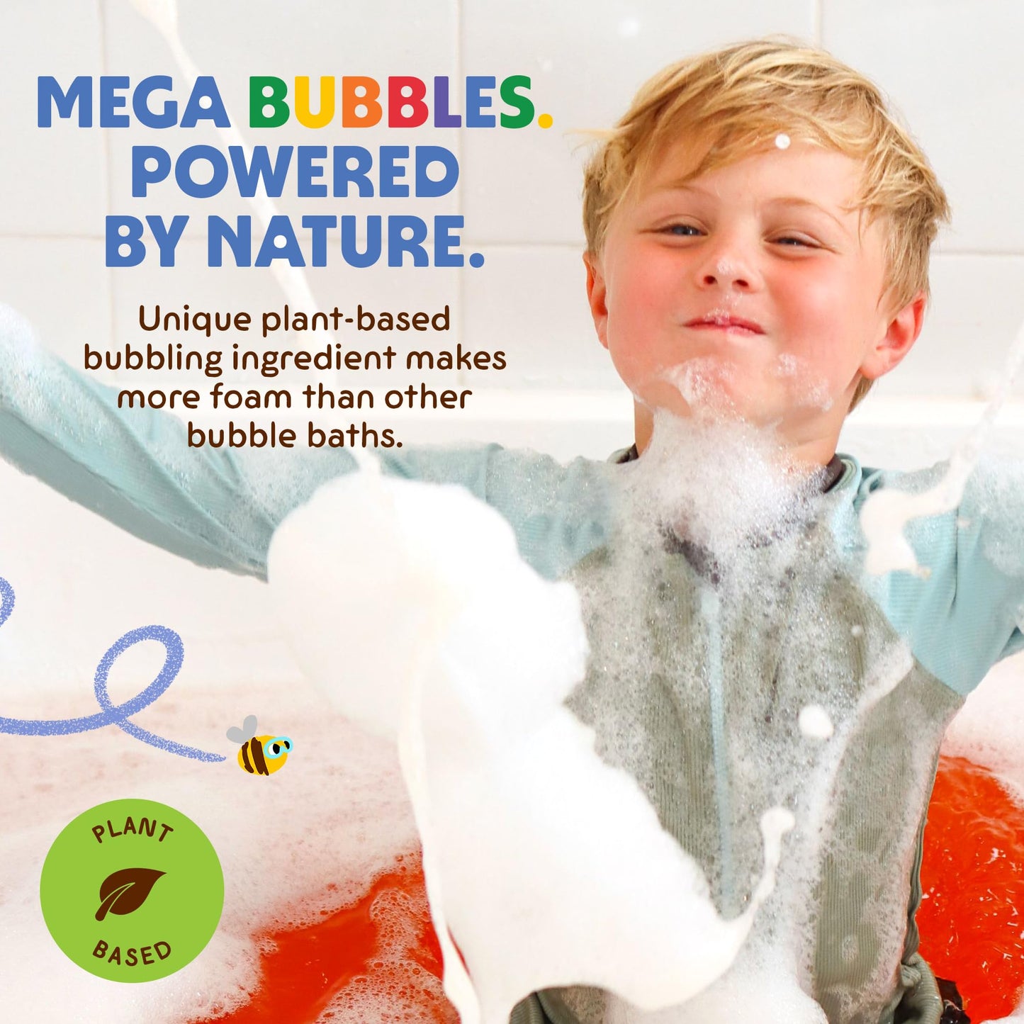 Honeysticks Kids Bubble Bath 3 Pk (Blue, Red, Yellow): Non-Toxic, Plant Based, Non Irritating - Changes Water Color and Creates Super Foaming Bath Bubbles - Safe for Toddlers 1-3, Kids 4-8, Bath Toys