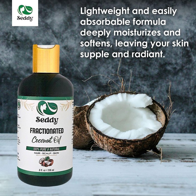 MCT Fractionated Coconut Oil - 100% Natural Unscented Carrier Oil for Skin & Hair | 8 Fl. Oz