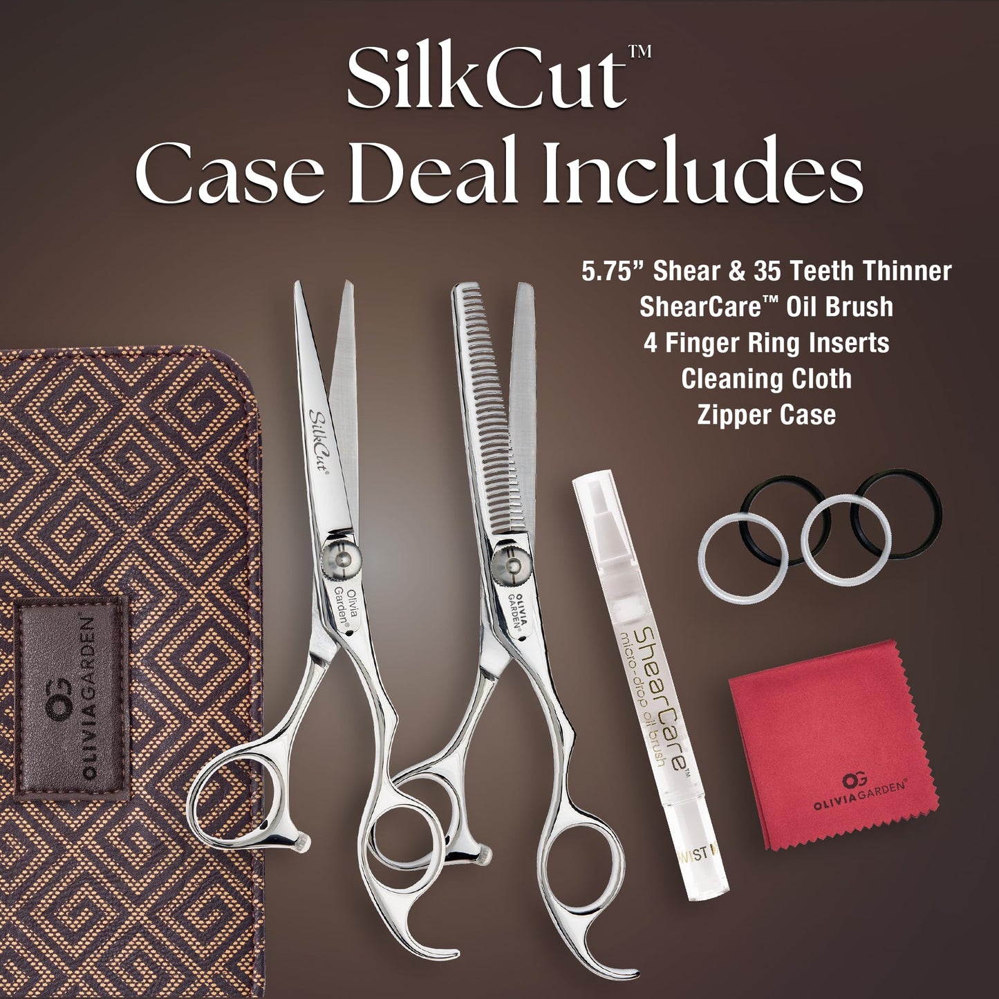 Olivia Garden SilkCut Professional Hairdressing Shear and Thinner Case (5.75" shear and 6" thinner)