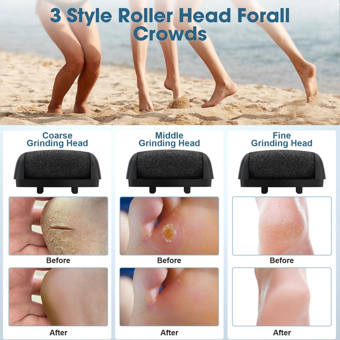Electric Feet Callus Removers Rechargeable, Portable Electronic Foot File Pedicure Tools,Foot Callus Rmover,3 Speeds with Holder, Professional Pedi Feet Care Perfect for Dead,Hard Cracked Dry Skin