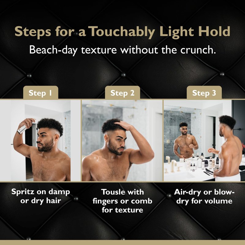 DandyMen Sea Salt Spray for Men – Texturizing & Volumizing Hair Spray for Beachy Waves, Matte Finish - Tobacco Vanilla, 1-pack