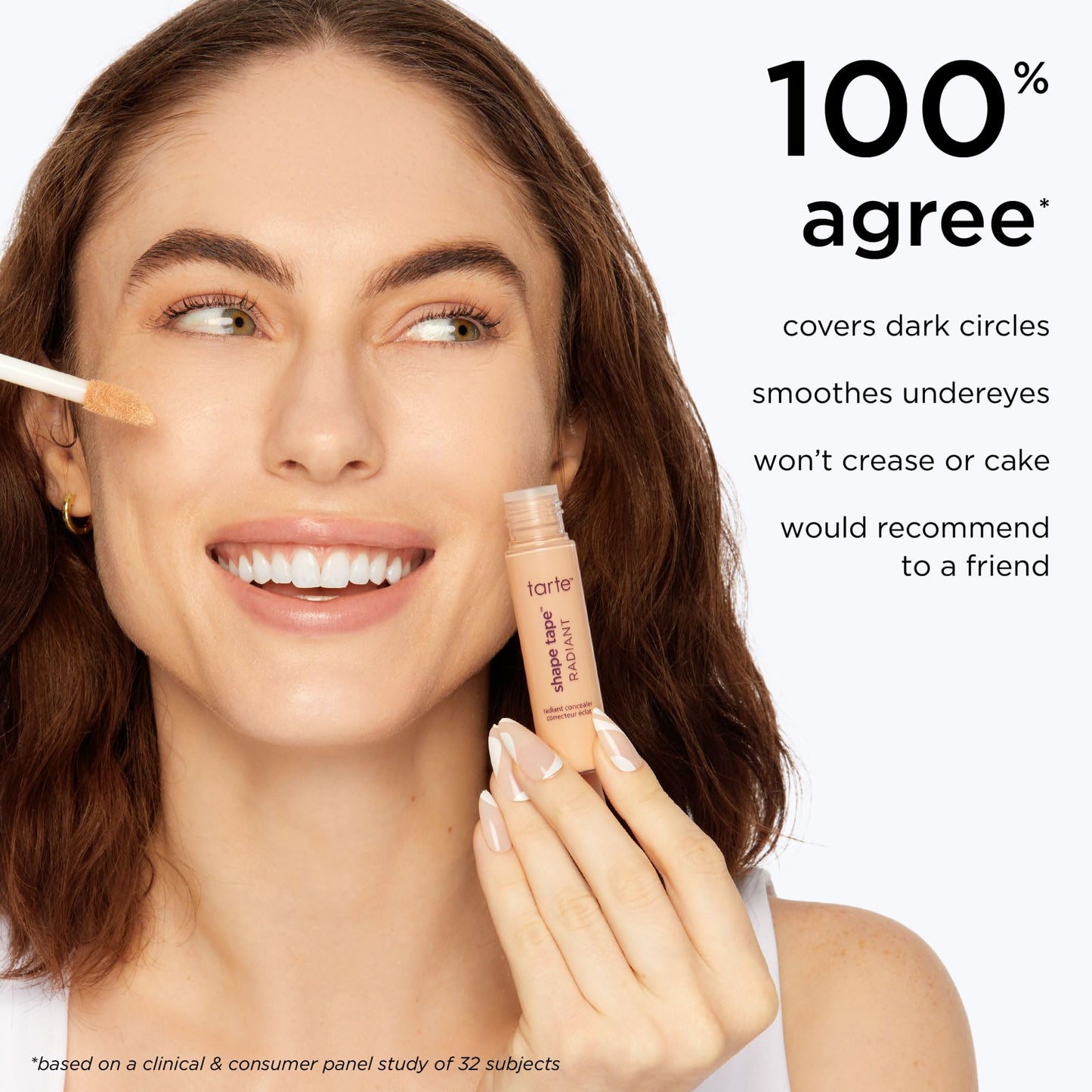 tarte shape tape radiant concealer – Medium-Coverage, Hydrating Finish Under Eye Concealer for Dark Circles, Redness & Discoloration, Vegan, Cruelty-Free, travel size, 44H tan