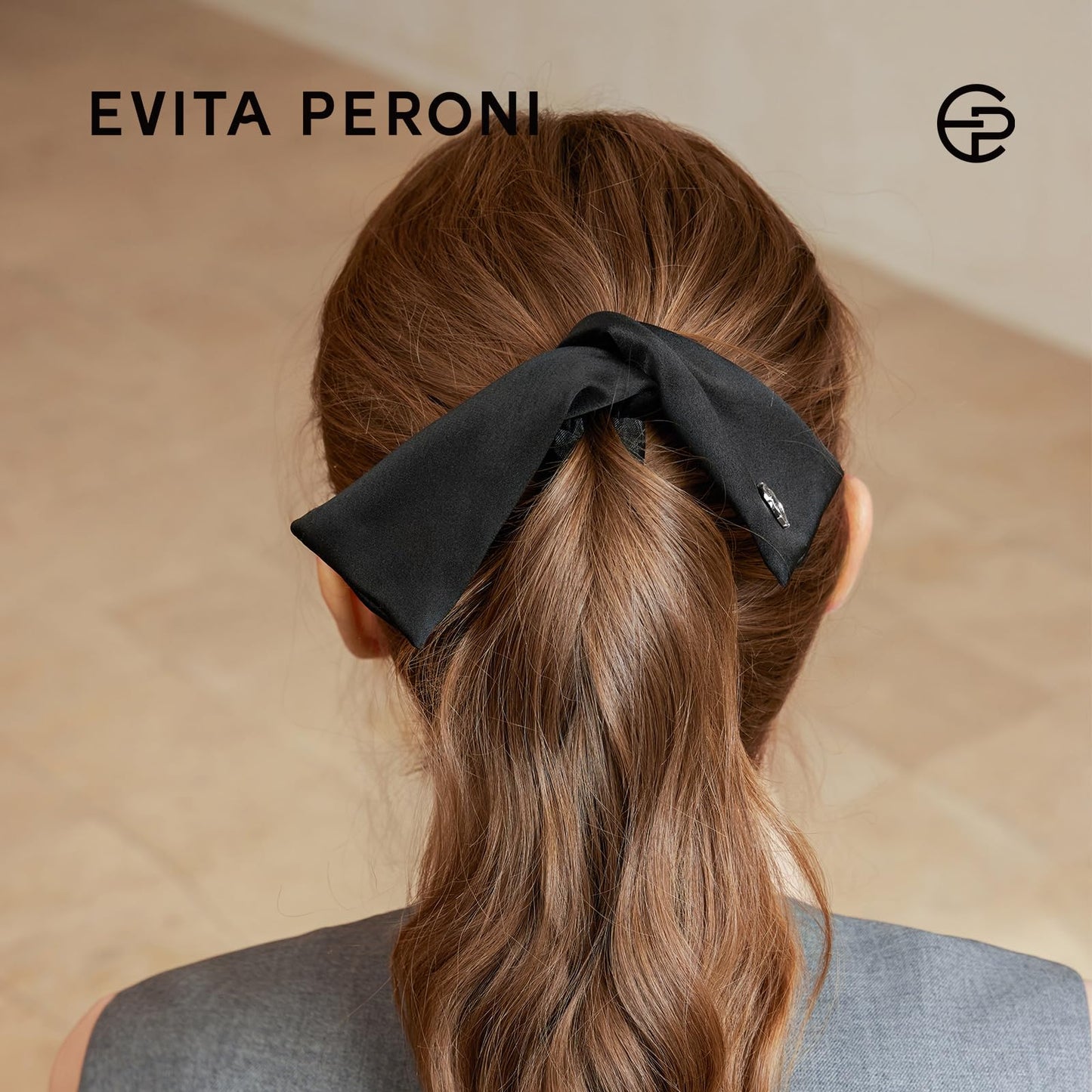 EVITA PERONI Banana Clip with Twistable Wings, Acetate Fabric Ponytail Holder No Damage Hair Clips for Thick Curly Hair Large Claw Clips Elegant Hair Accessories for Women, Black