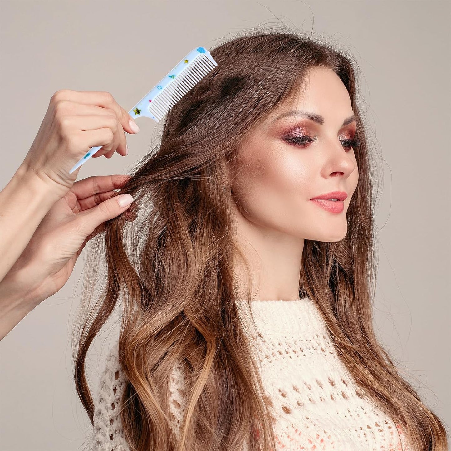 Mini Hair Comb Set - 2 Pcs Portable Detangling Combs for All Hair Types | Blue Dinosaur Design