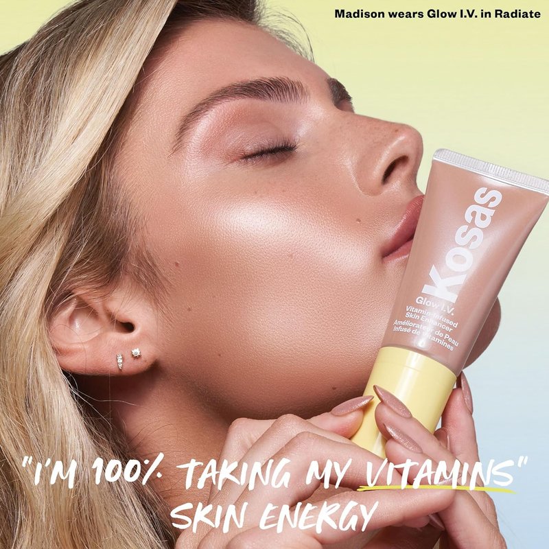 Kosas Glow I.V. Vitamin-Infused Skin Enhancer Makeup - Tinted Highlighter for Radiant Skin | Reflect Shade
