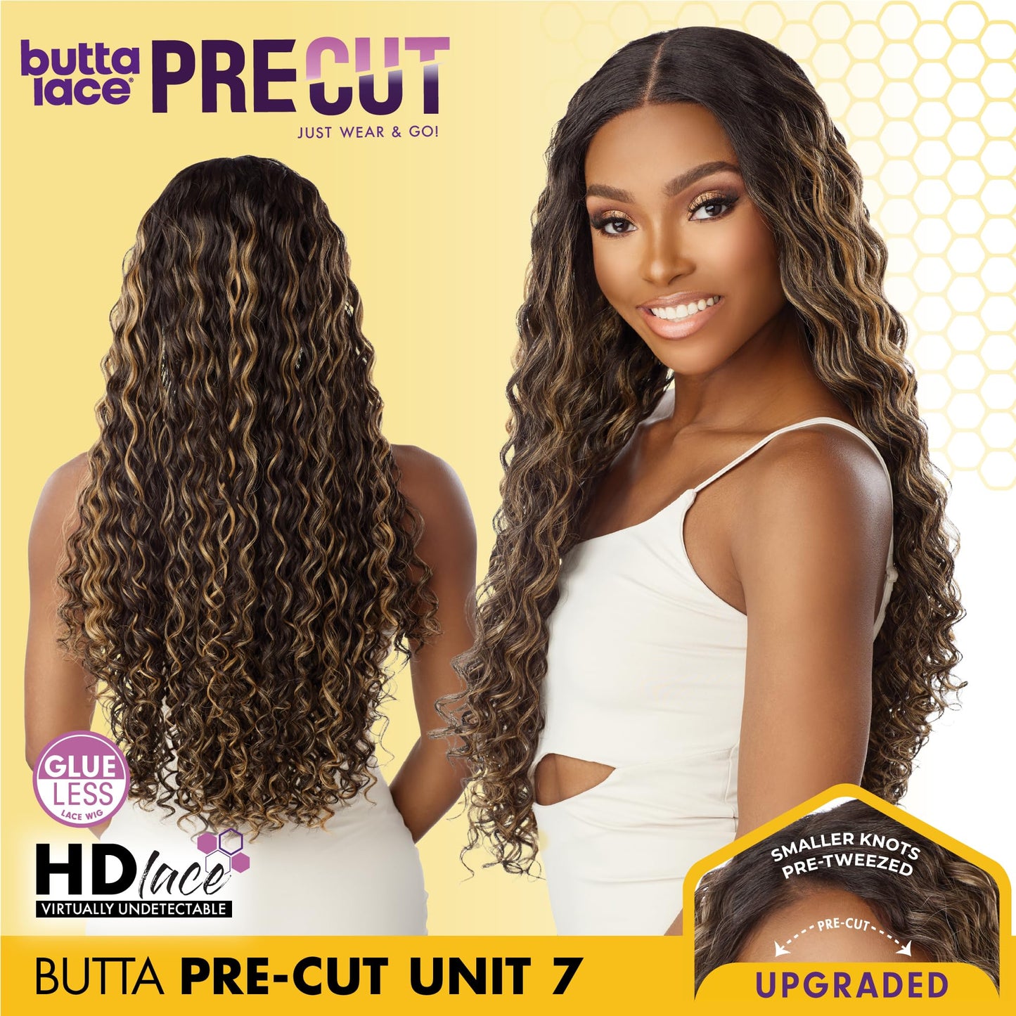 Sensationnel Butta Lace Precut Wigs - Unit 7 Glueless Extra Wide 5 Inch Deep Parting Synthetic Pre Tweezed Smaller Knot Hairline (TH2/27)