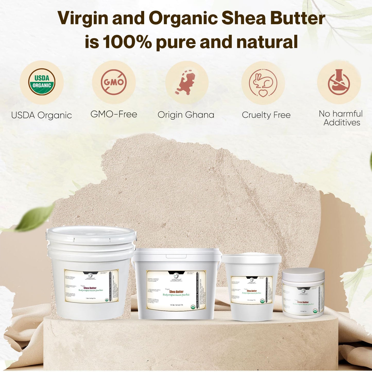 uh*Roh*Muh Shea Butter (Virgin) (Organic - USDA Certified) (Ghana) (Net Wt:0.8Kg/1.7lb) (Pack of 1)