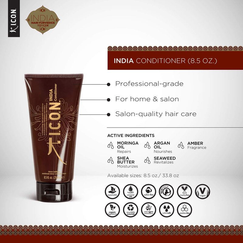 I.C.O.N. India Conditioner, Nourishing & Strengthening Treatment, Hair & Scalp Revitalizer, Promotes Growth, 8.5 oz