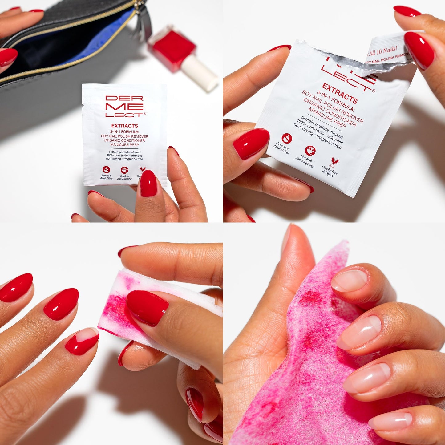 Dermelect Clean & Care Nail Renewal Kit – Nailcare Treatment Set with Ridge Filler, Nail Brightener & Polish Remover Wipes – Strengthens, Brightens & Restores Damaged, Discolored, Weak Nails