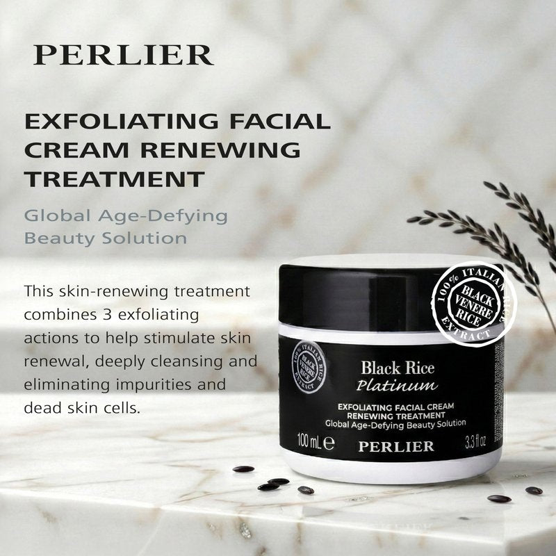 Perlier Black Rice Platinum Exfoliating Facial Cream Renewing Treatment, 3.3 fl. oz.