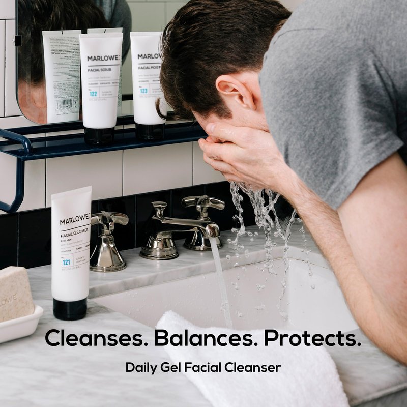 MARLOWE. Facial Cleanser, 6 oz, Purifying, Refreshing Daily Mens Face Wash, Removes Dirt, Oil & Impurities, Clean, Vegan Formula with Natural Extracts & Antioxidants, Original Fresh Sage & Fir Scent