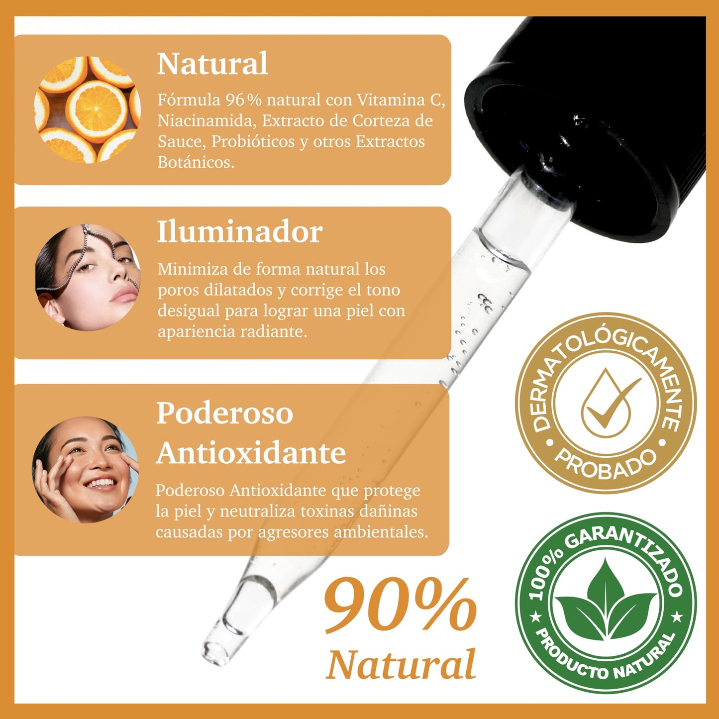Purifect Vitamin C Brightening Facial Serum with Niacinamide & Vitamin E - Hydrating Serum for Face, Supports Even Skin Tone, Lightweight Daily Skincare, Made in USA - 1 fl oz