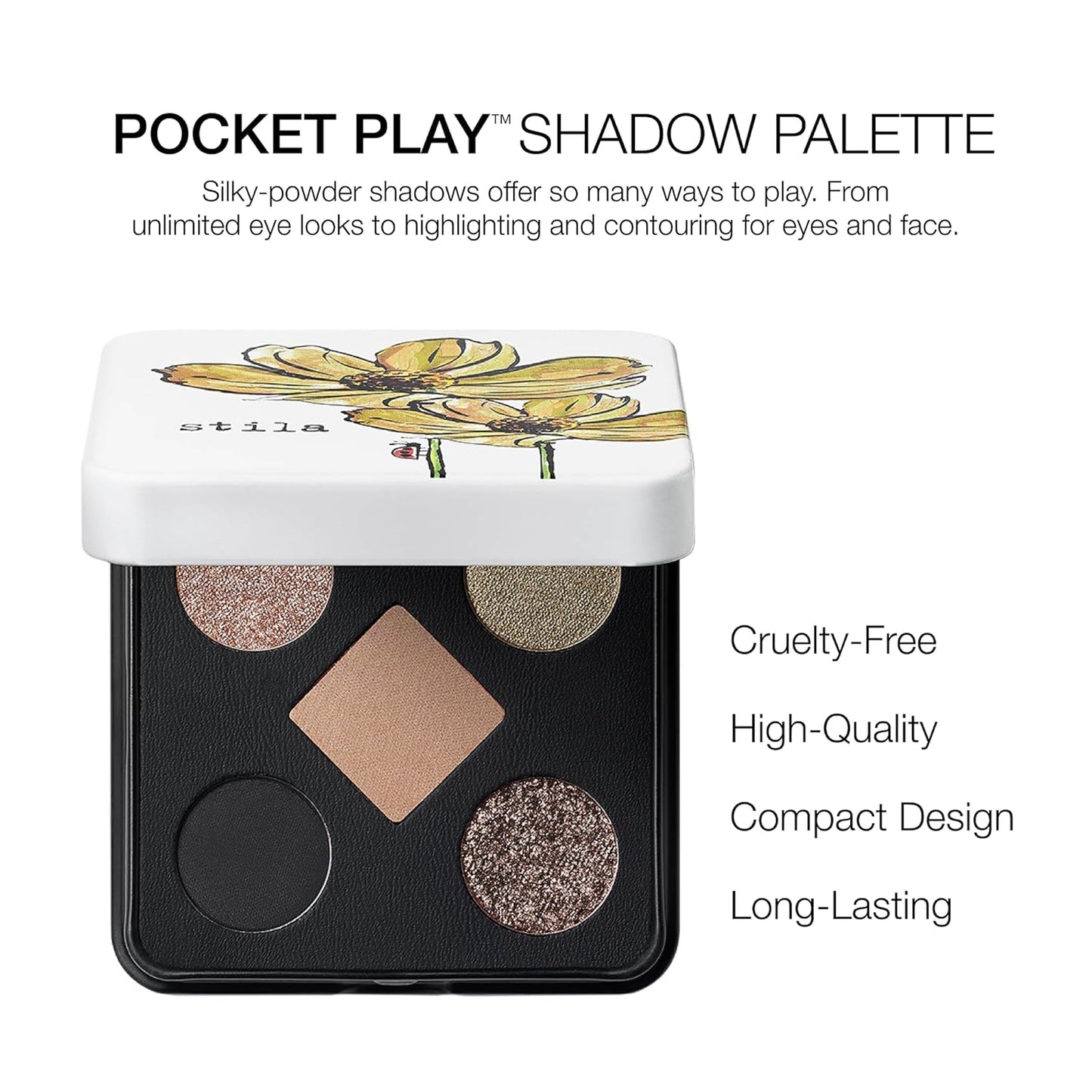 Stila Pocket Play™ Eye Shadow Palette - 5 Blendable Shades for Eyes & Face | Compact Travel-Friendly Design, Matte & Shimmer Finishes