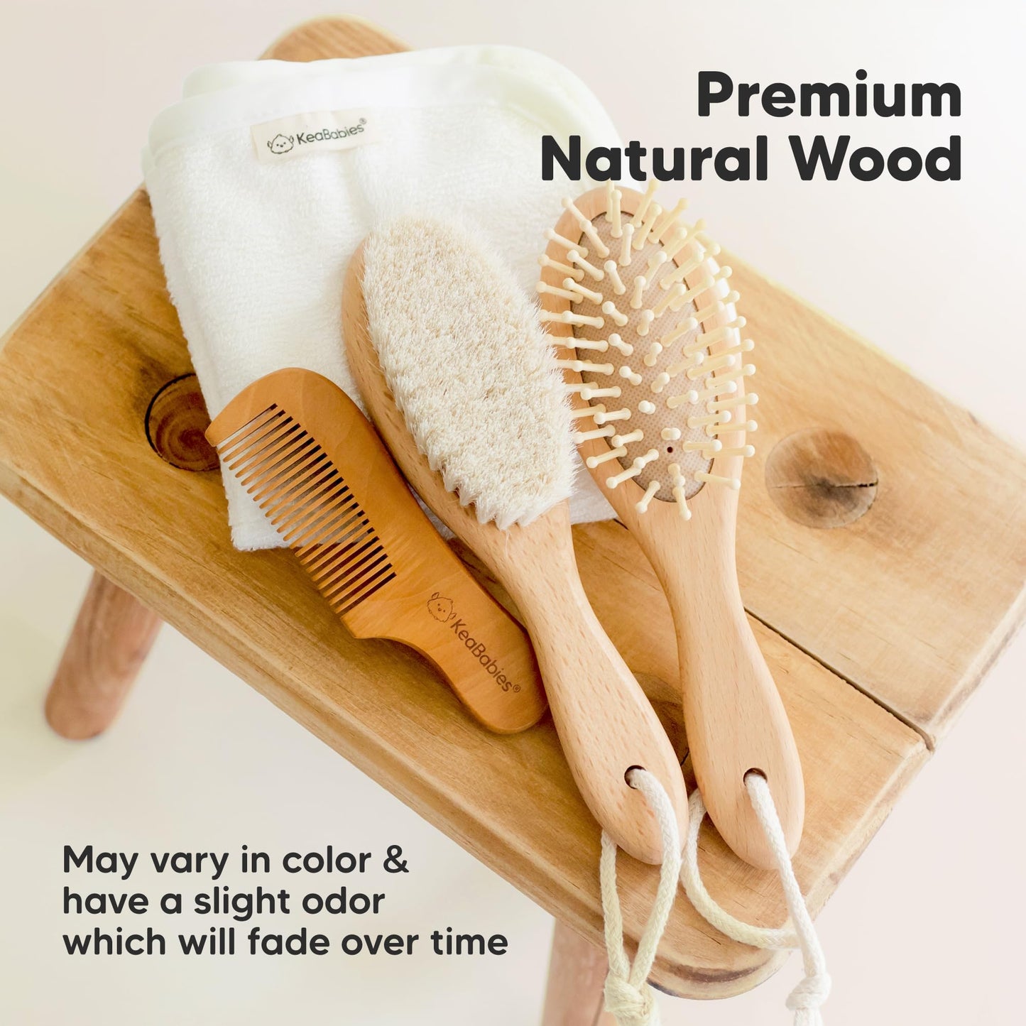Wooden Baby Hair Brush for Toddler, Infant Cradle Cap (Walnut, Regular)