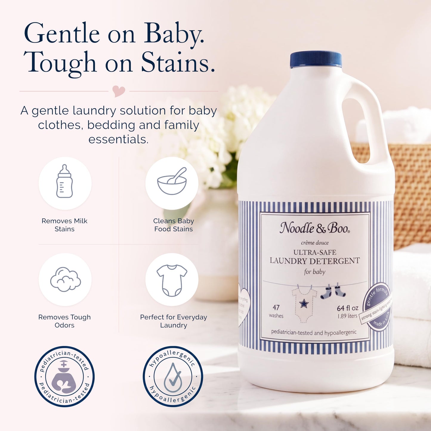 Noodle & Boo Baby Laundry Essentials Ultra-Safe Laundry Detergent, 64 Fl Oz (Pack of 1)