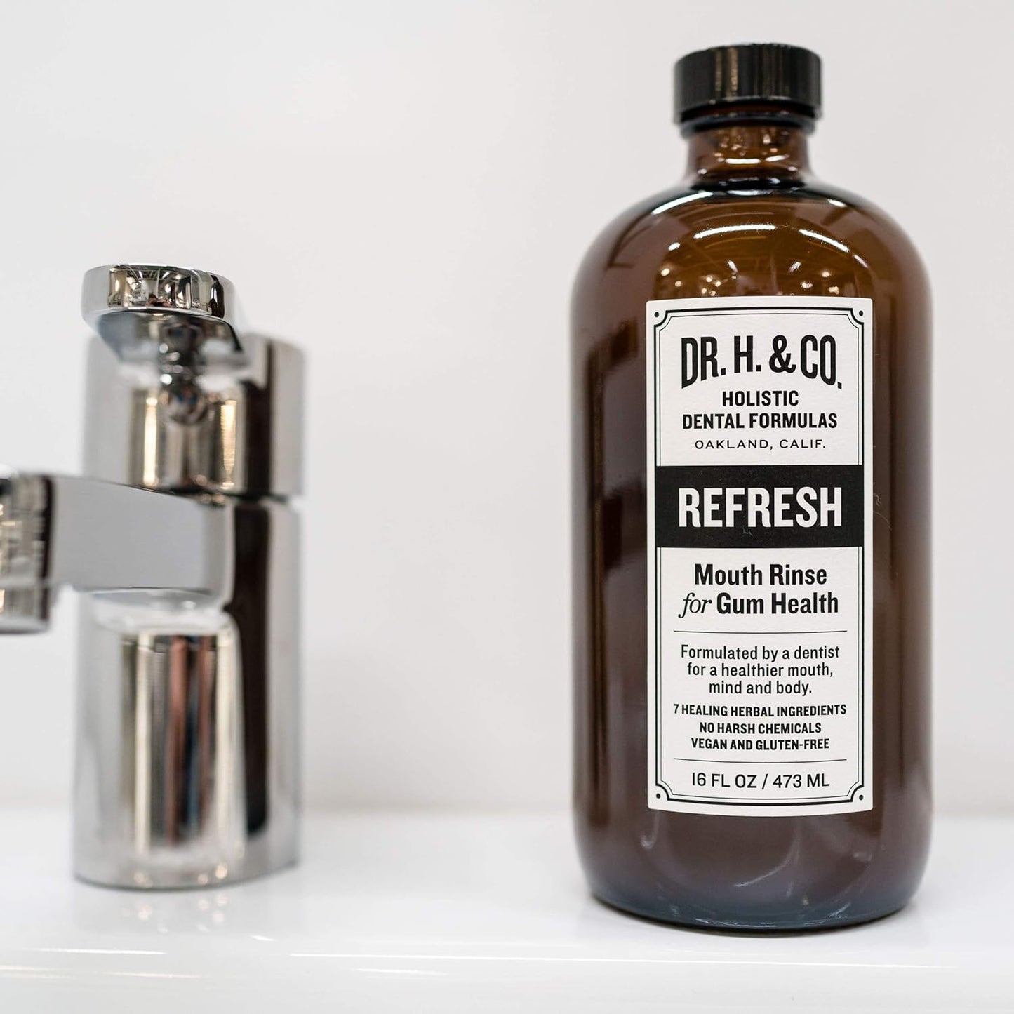 Dr. H. & Co. Refresh Mouthwash - All-Natural Herbal Rinse for Healthy Gums & Teeth | 16oz