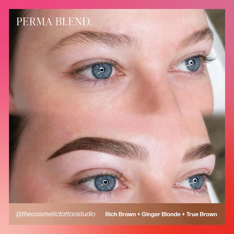 Perma Blend Rich Brown Eyebrow Tattoo Ink Pigment, Professional Brow Microblading Supplies, 1/2 oz Bottle