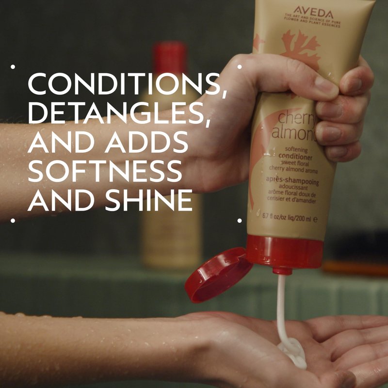 Aveda Cherry Almond Softening Conditioner | for Normal to Dry Hair | 98% Naturally Derived* | with Coconut Oil & Shea Butter | Silicone Free | Iconic Aroma of Tonka, Orange, Ylang Ylang, 33.8 Fl Oz